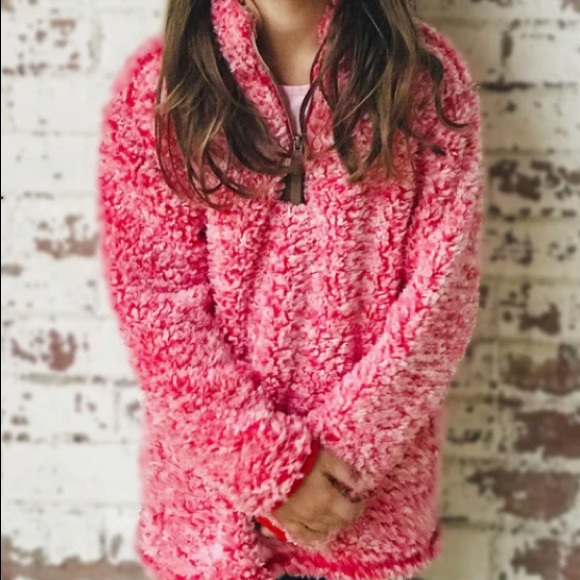 C.C SHERPA PULLOVER HEATHER RED - Picture 1 of 2